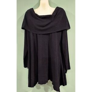 Soft Surroundings Black Cowl Neck Asymmetrical Hem Tunic Top XL